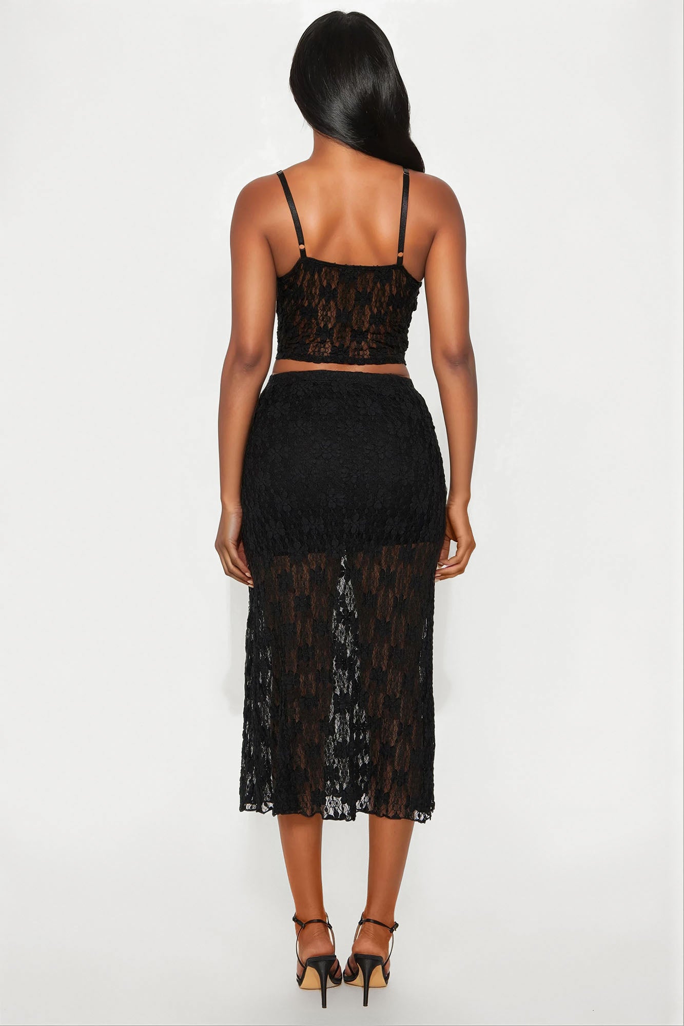 Anaisha Lace Maxi Skirt Set - Black