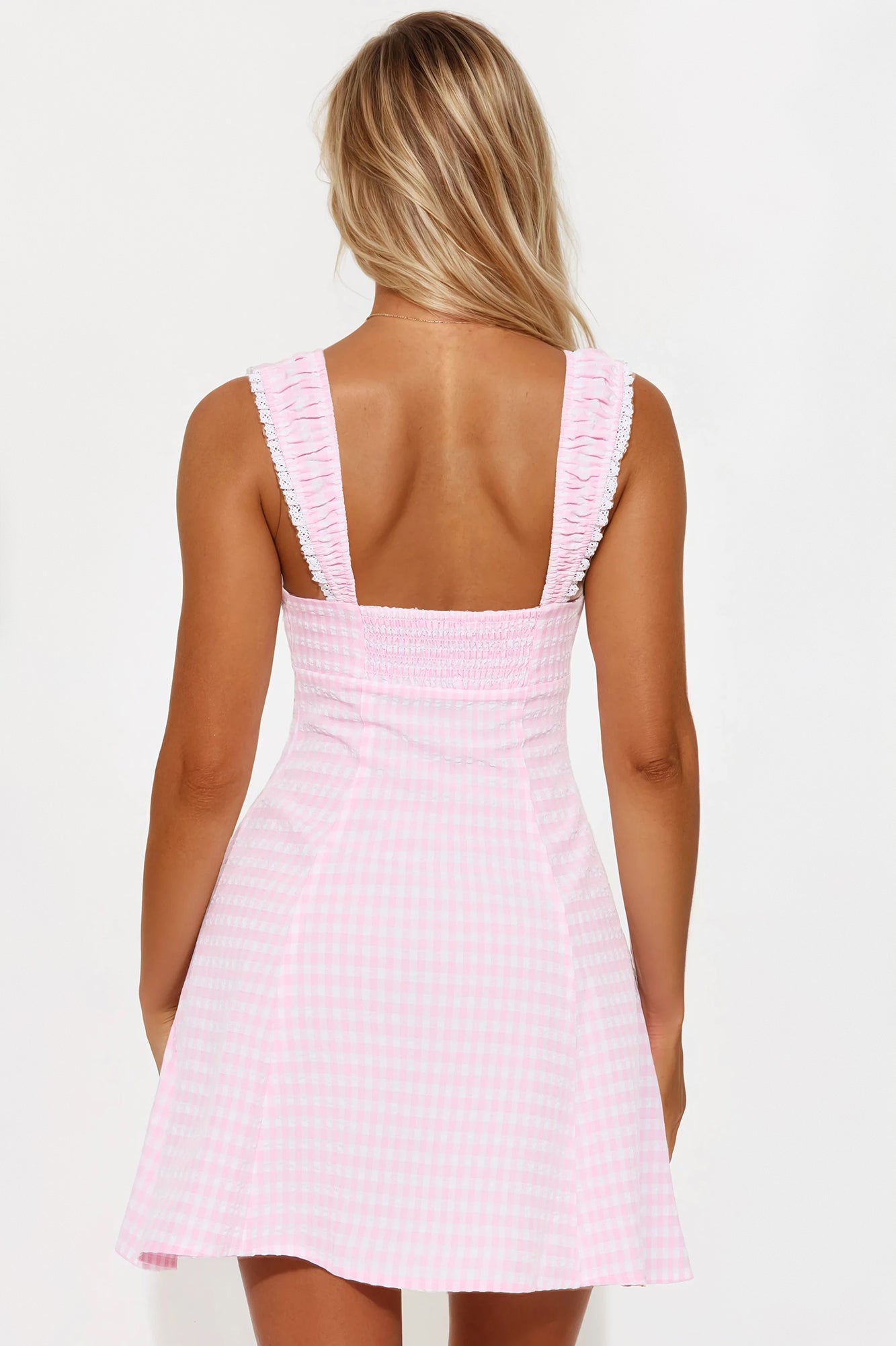 Ellis Gingham Mini Dress - Pink