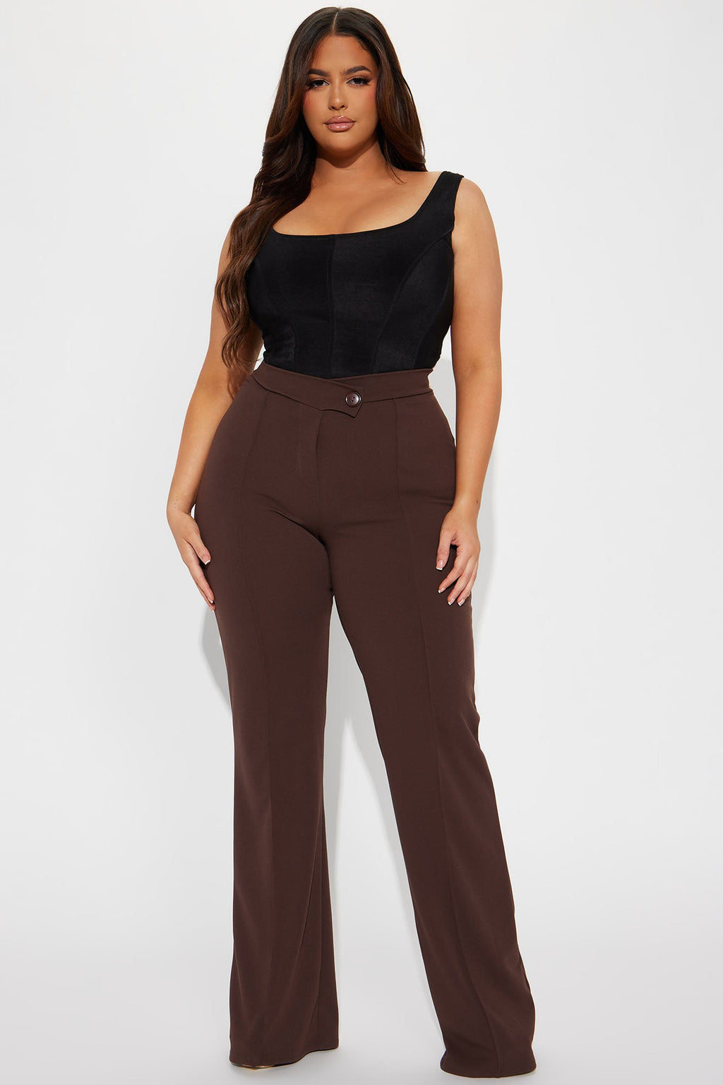 Tall Call It Even Wide Leg Dress Pants - Chocolate