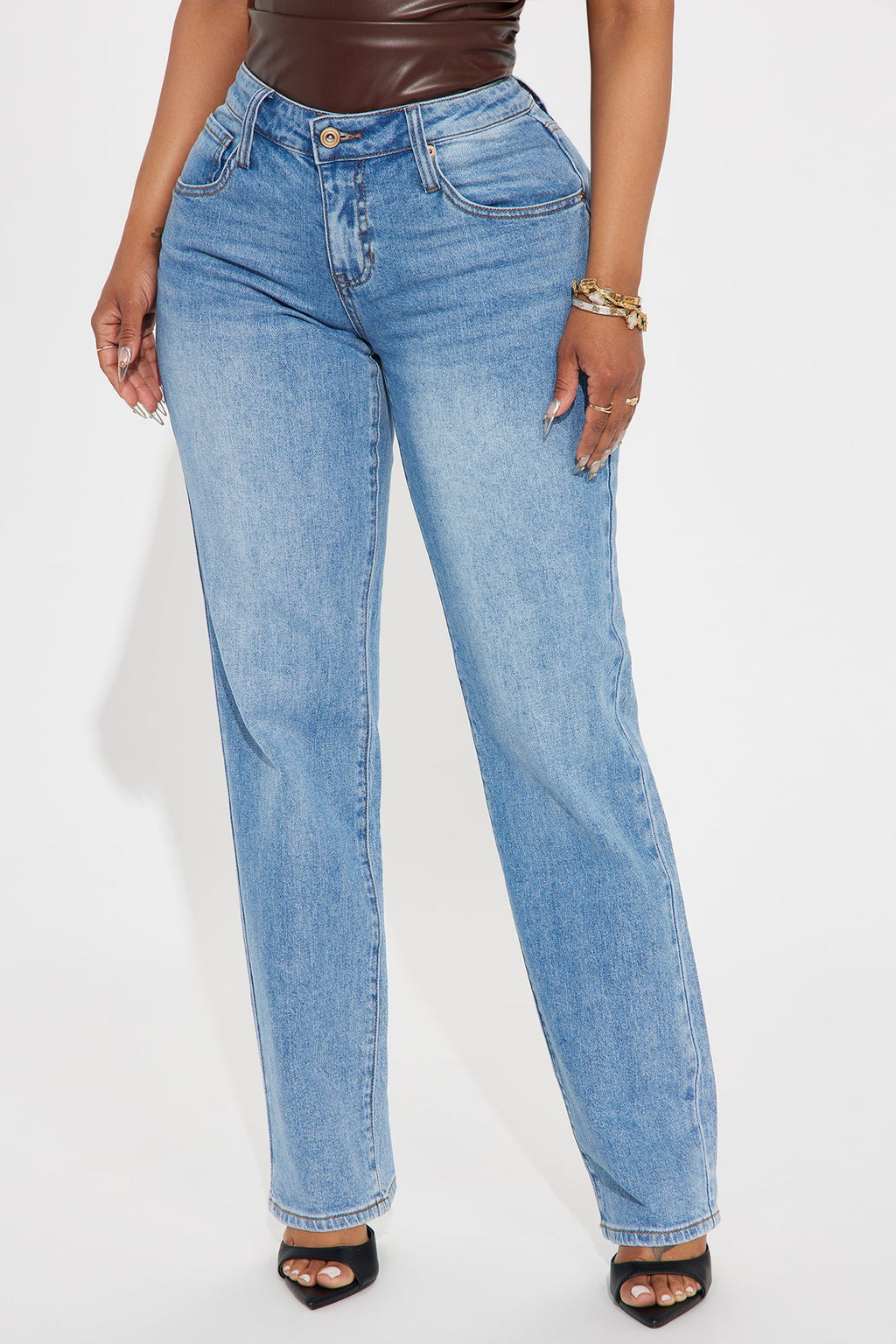 Leaving You Behind Stretch Straight Leg Jeans - Medium Wash