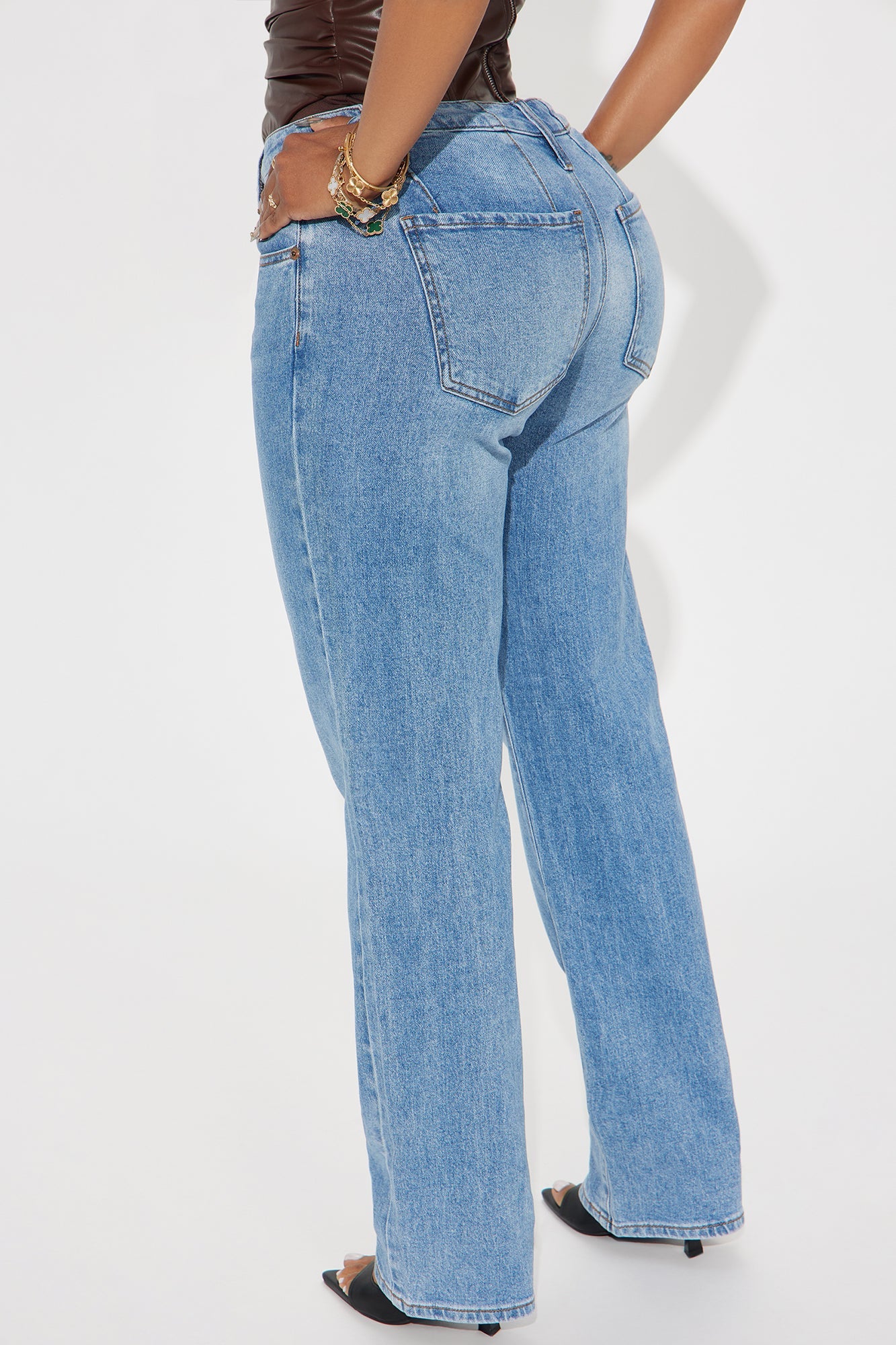 Leaving You Behind Stretch Straight Leg Jeans - Medium Wash