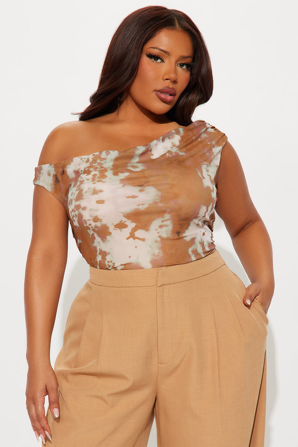 Vivienne Mesh Bodysuit - Brown/combo