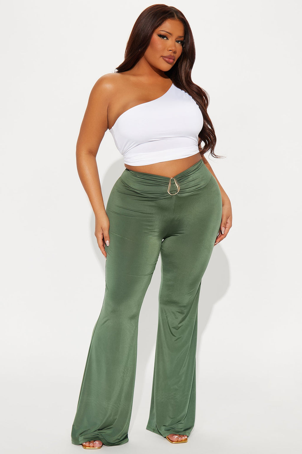 Pure Temptation Low Rise Flare Pant - Olive