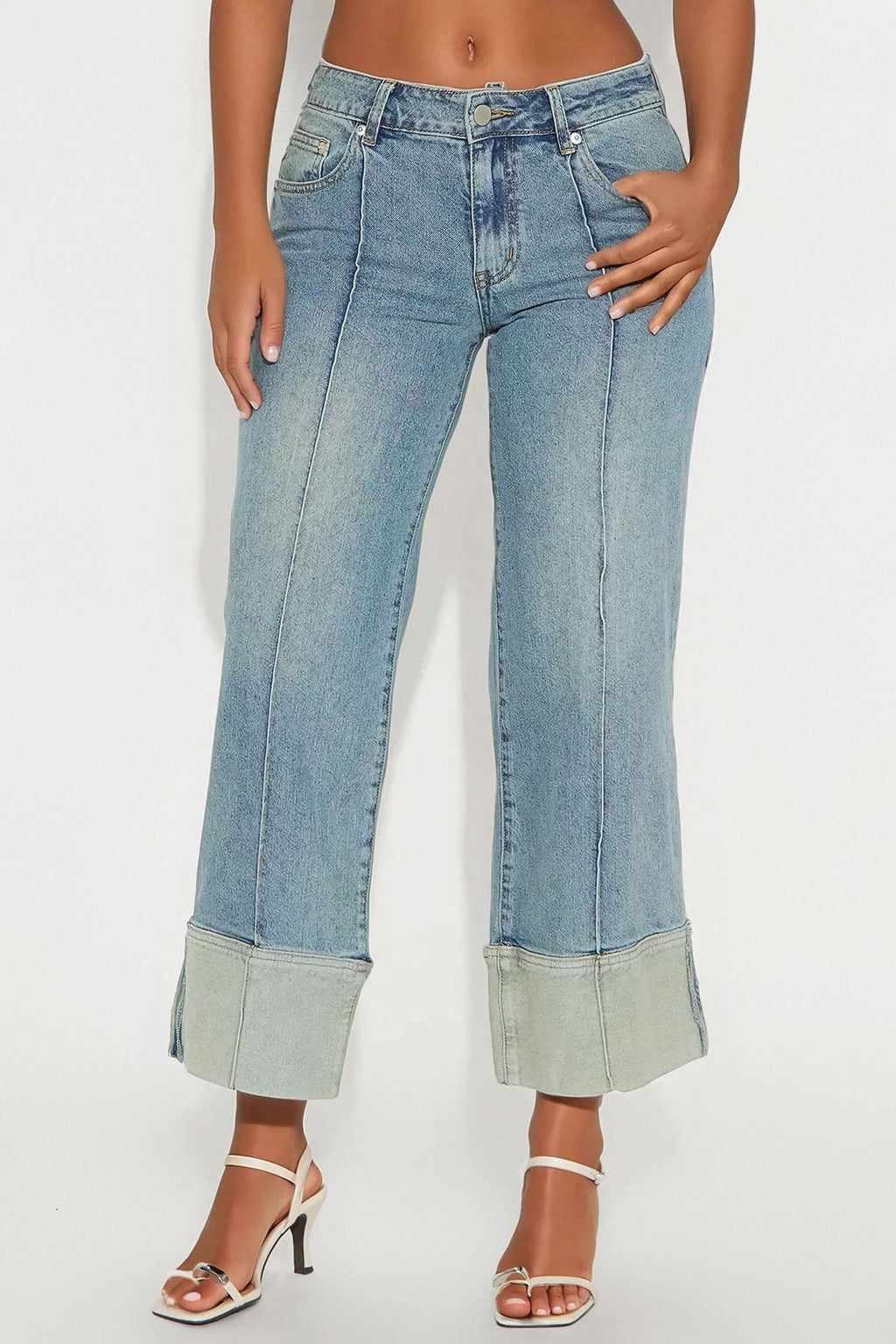 Get Together Cropped Low Rise Wide Leg Jeans - Vintage Wash