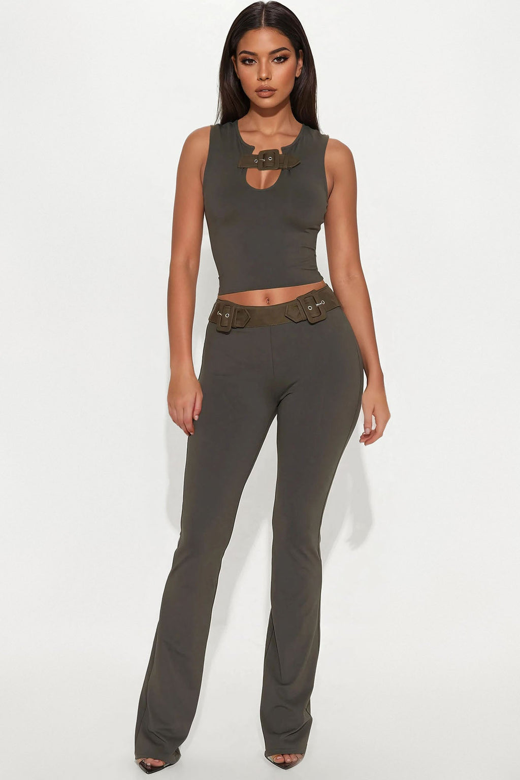 Dance With Me Tonight Pant Set - Olive