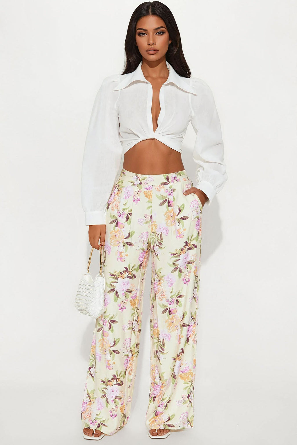 Sydney Floral Wide Leg Linen Pant - Butter Yellow