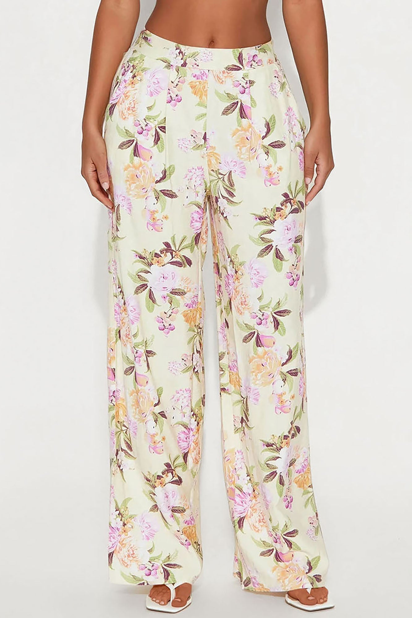 Sydney Floral Wide Leg Linen Pant - Butter Yellow