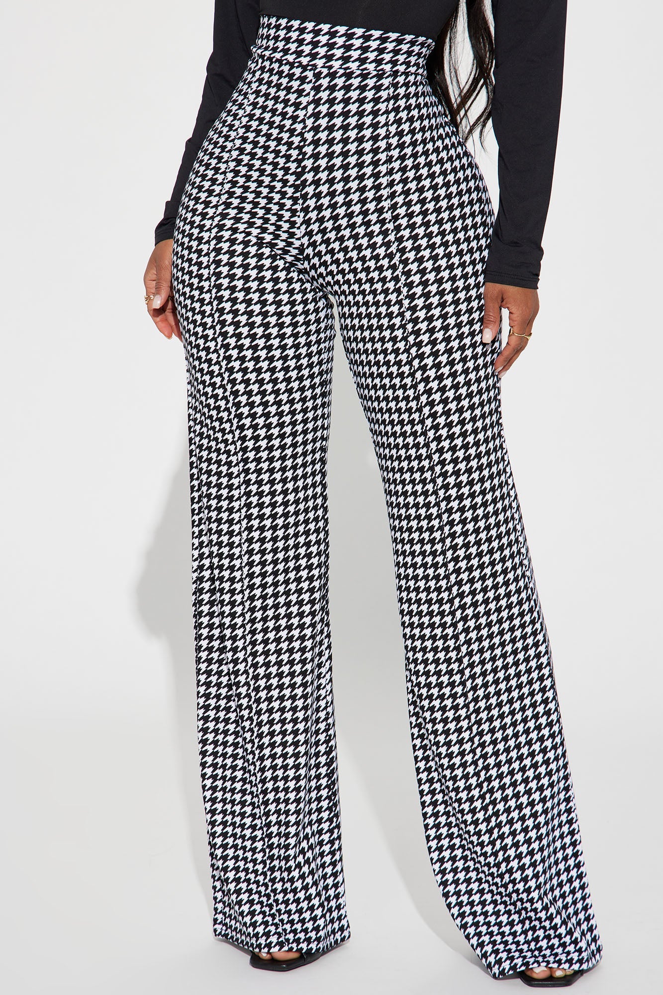Victoria High Waist Dress Pant Houndstooth 35 - Black/White