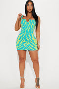 Laney Mini Dress - Aqua/Combo
