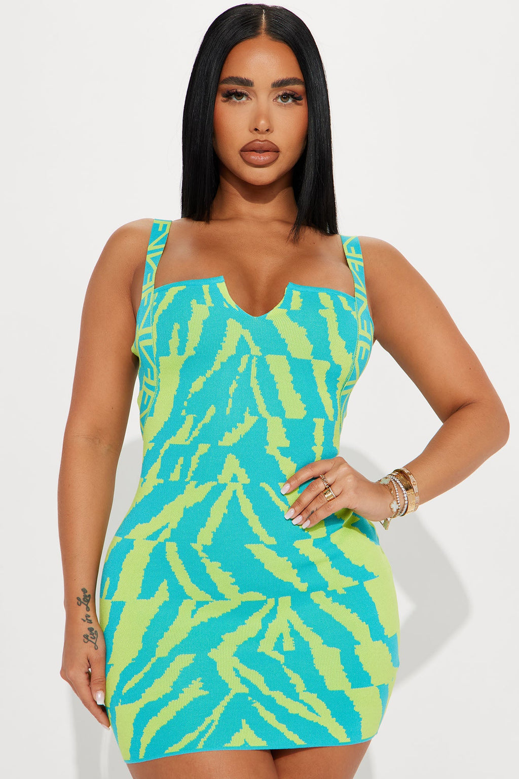 Laney Mini Dress - Aqua/Combo