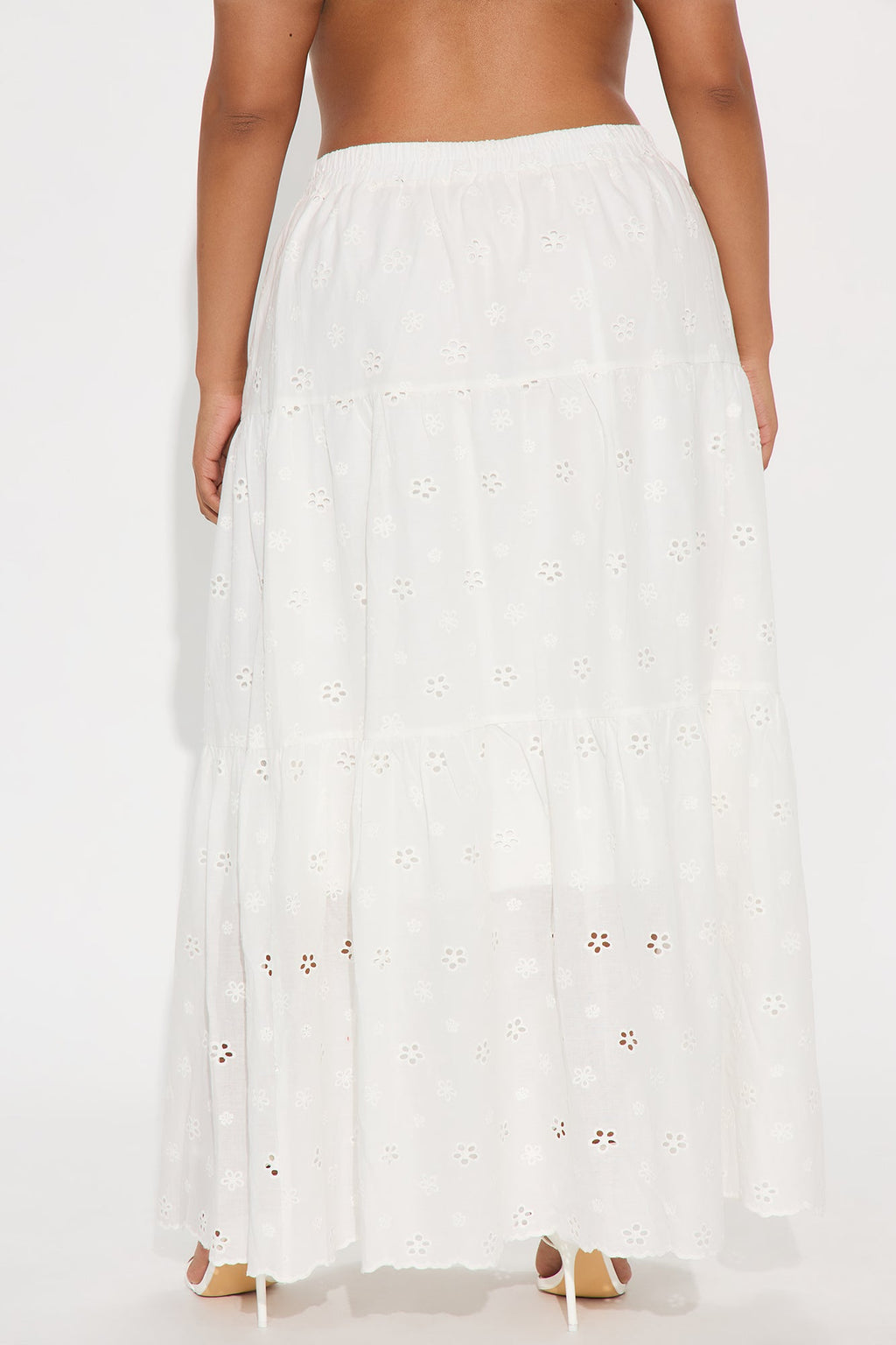 Peyton Eyelet Tiered Maxi Skirt - White