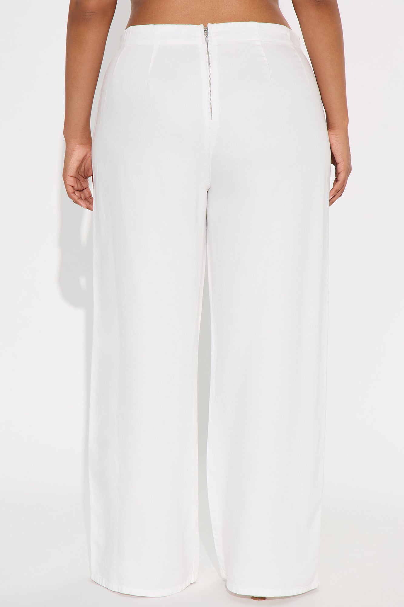 Tina Snap Button Wide Leg Twill Trouser - White