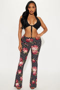 Kenley Polka Dot Flare Pant - Black/combo