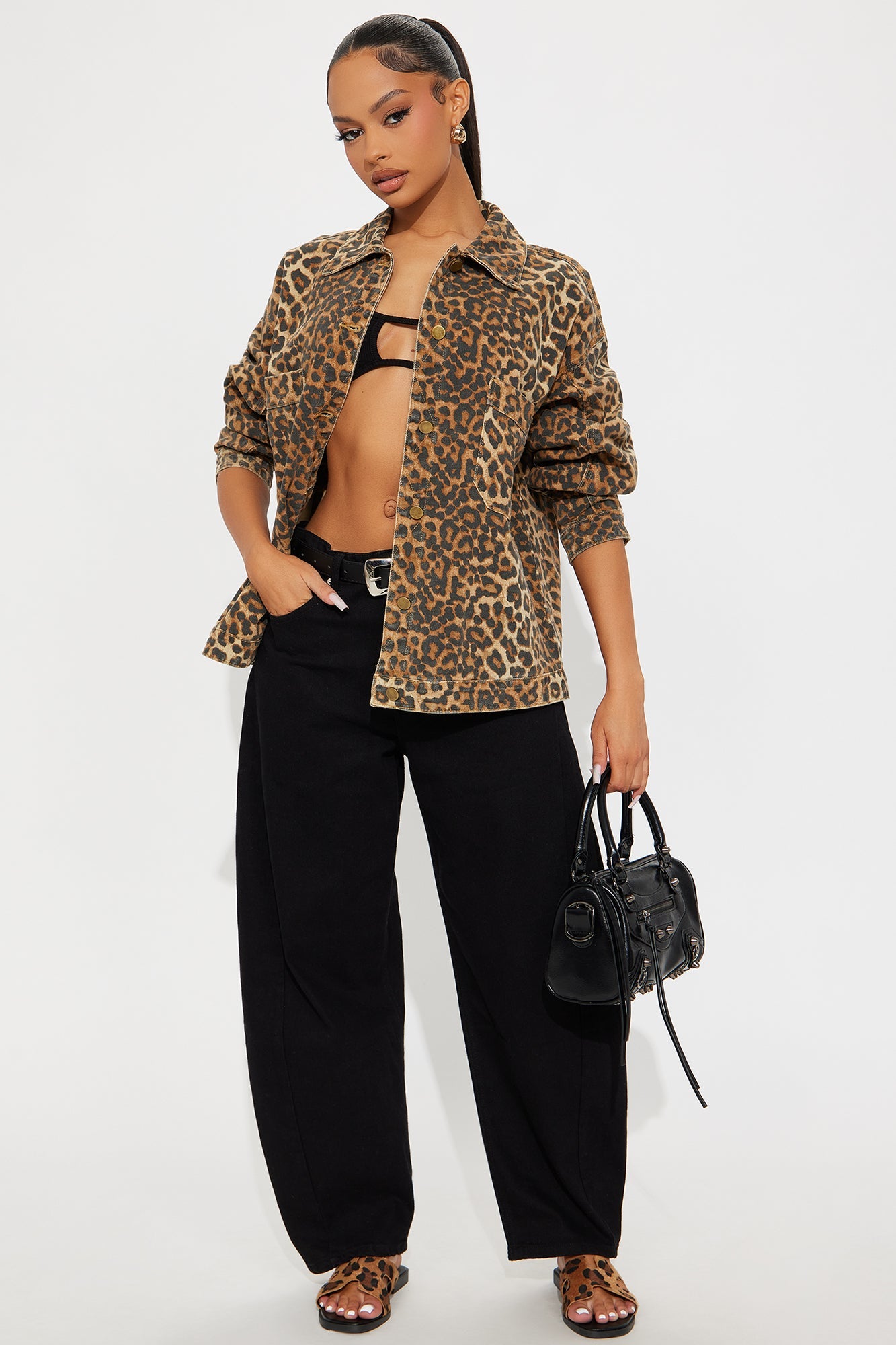 Cameron Oversized Leopard Jacket - Brown/combo