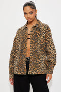Cameron Oversized Leopard Jacket - Brown/combo