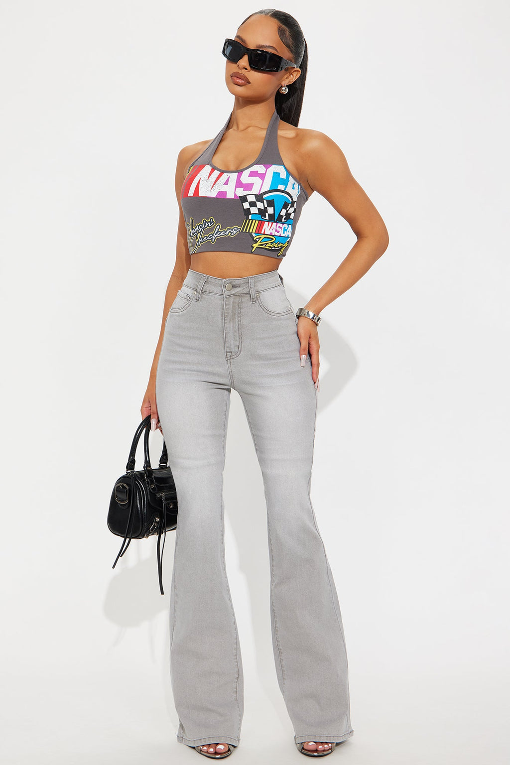 Tall Audrey Booty Lifting Stretch Flare Jeans - Grey