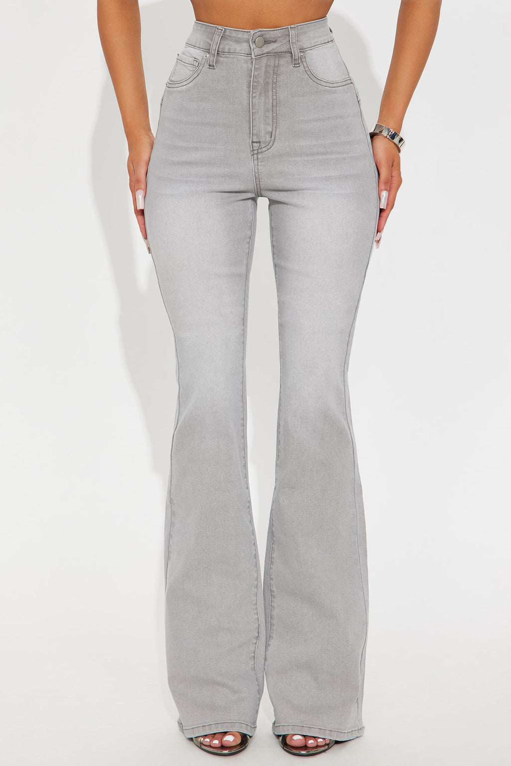 Tall Audrey Booty Lifting Stretch Flare Jeans - Grey