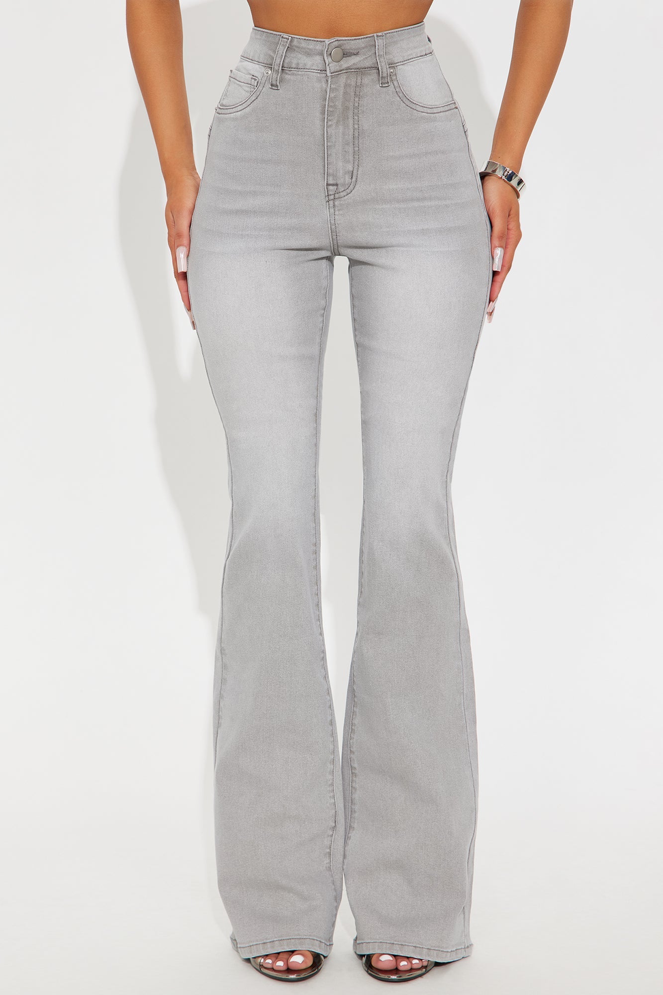Tall Audrey Booty Lifting Stretch Flare Jeans - Grey