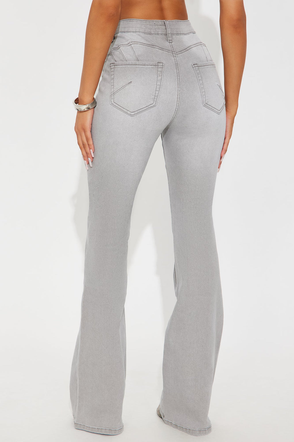 Tall Audrey Booty Lifting Stretch Flare Jeans - Grey