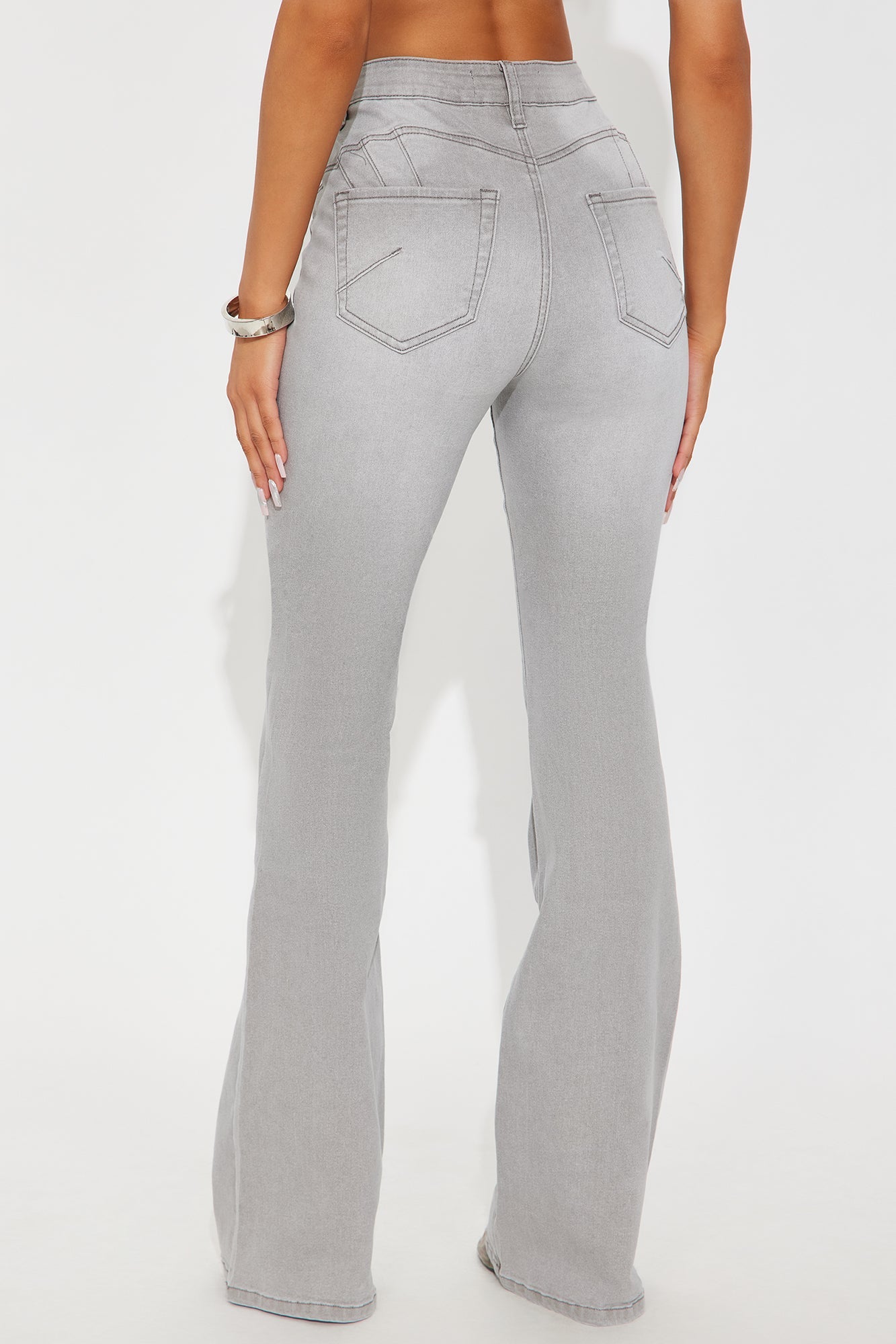 Tall Audrey Booty Lifting Stretch Flare Jeans - Grey