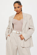 Nara Twill Striped Blazer - Tan/Multi