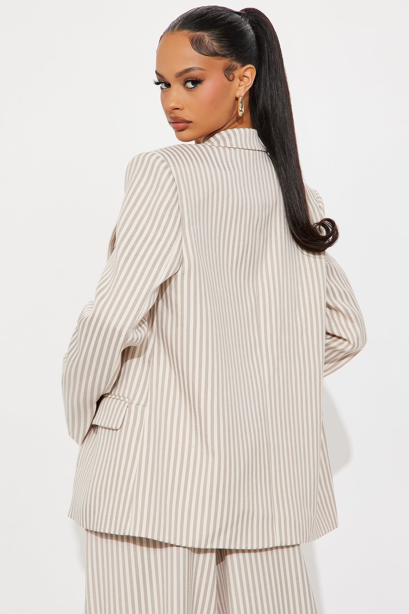 Nara Twill Striped Blazer - Tan/Multi