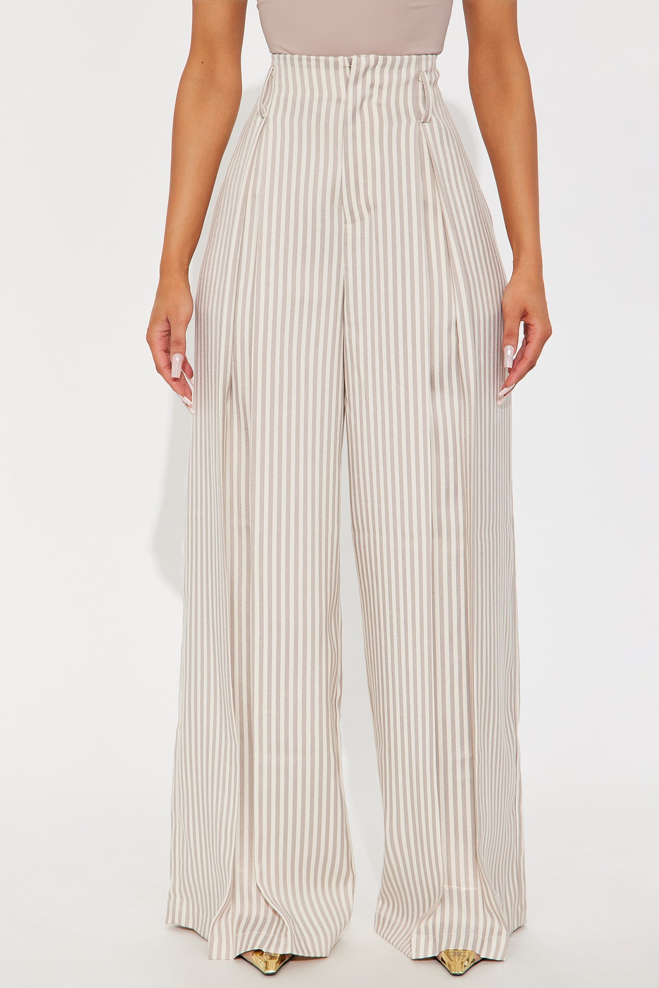 Nara Stripe Twill Trouser - Tan/Multi