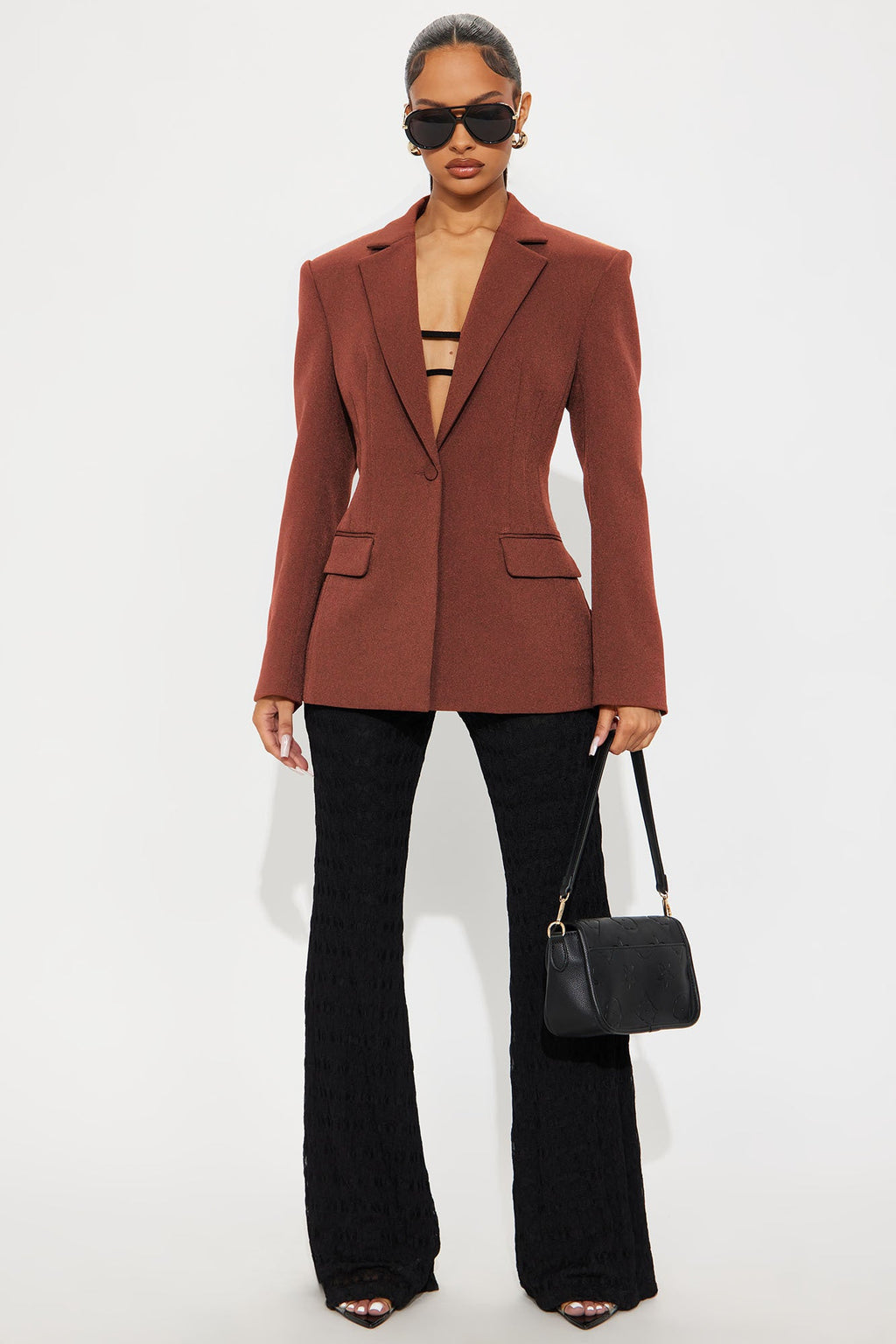 Hailey Hourglass Fitted Blazer - Mocha