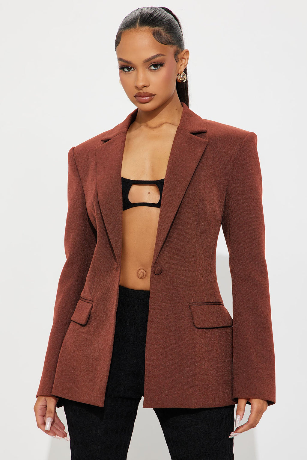 Hailey Hourglass Fitted Blazer - Mocha