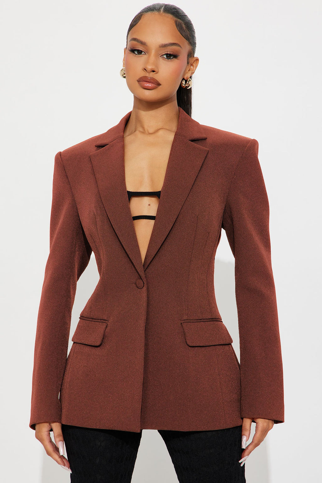 Hailey Hourglass Fitted Blazer - Mocha