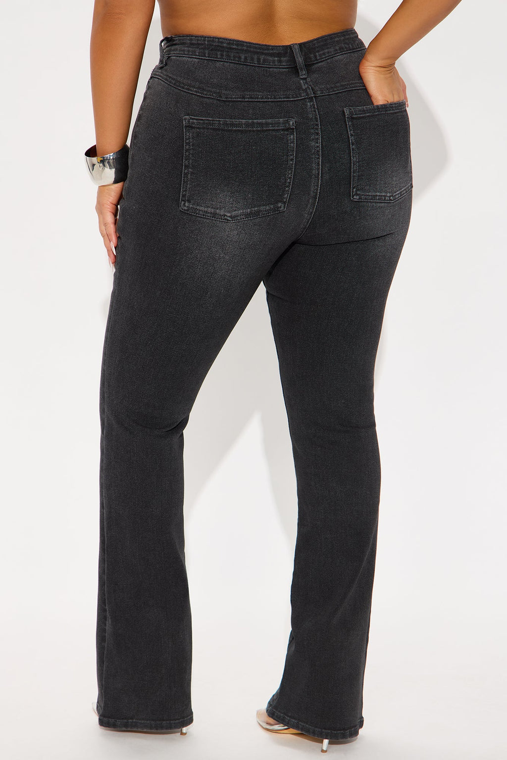 Gaby Zip Front Flare Leg Jeans - Black Wash