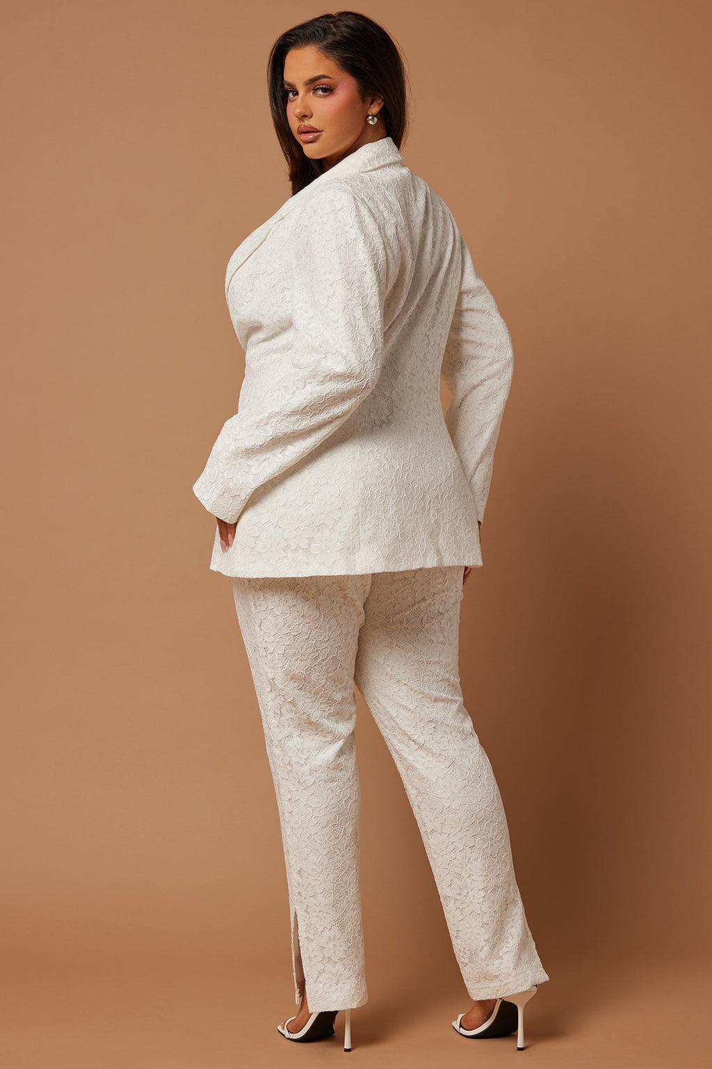 Melanie Lace Pant Suit Set - White