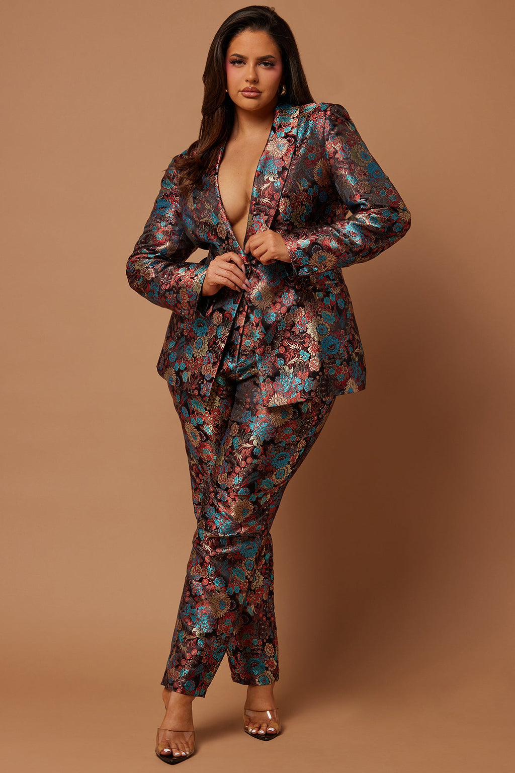 Pretty In Pink Embroidered Suit Set - Black