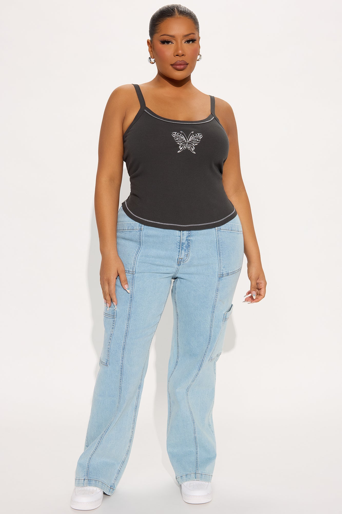 Newport Stretch Seamed Straight Leg Jeans - Light Wash