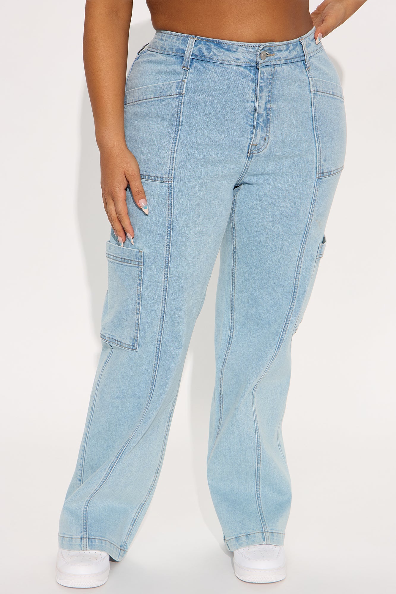 Newport Stretch Seamed Straight Leg Jeans - Light Wash