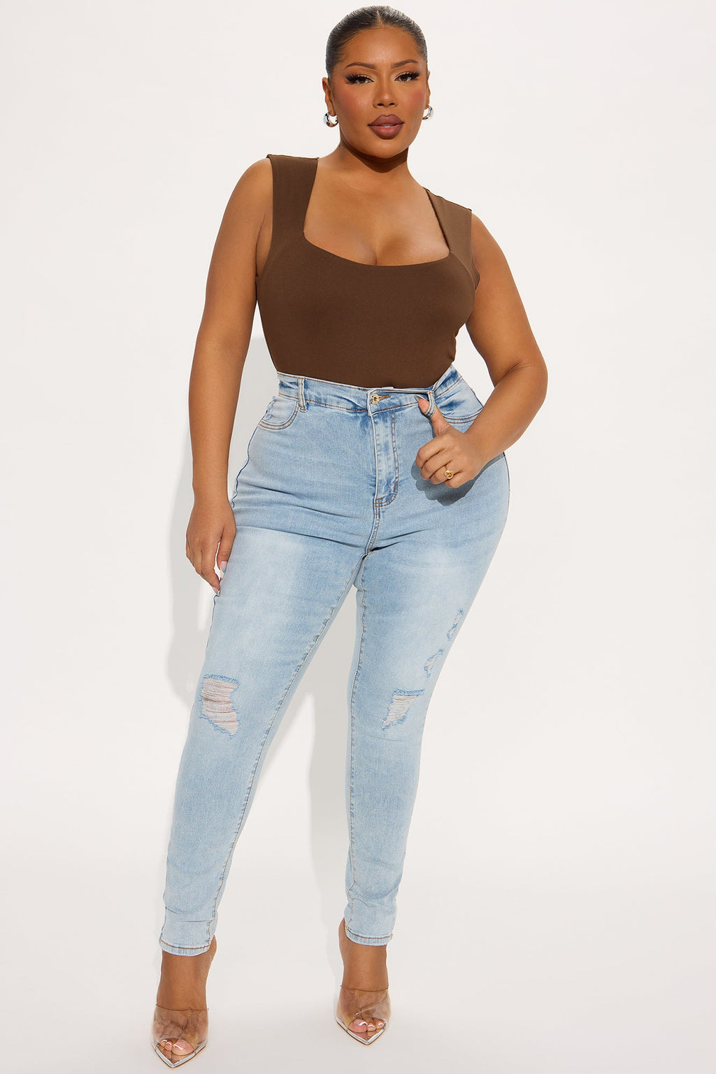 Simply Stunning Booty Lifting Ripped Skinny Jeans - Light Wash