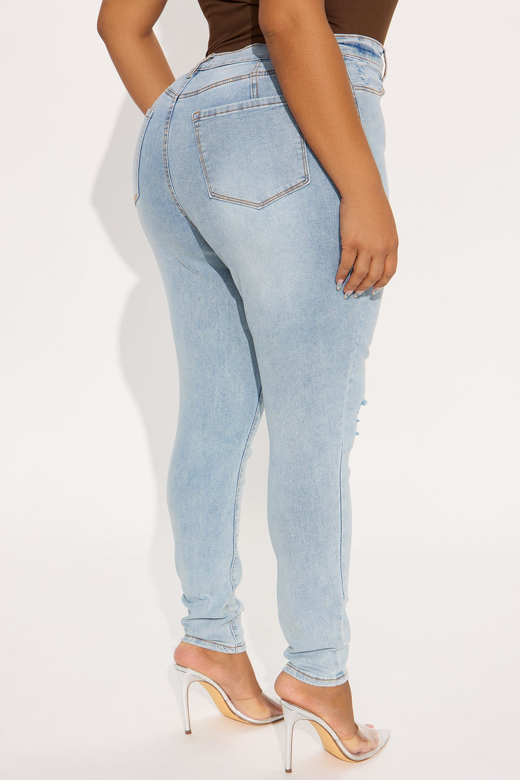 Simply Stunning Booty Lifting Ripped Skinny Jeans - Light Wash