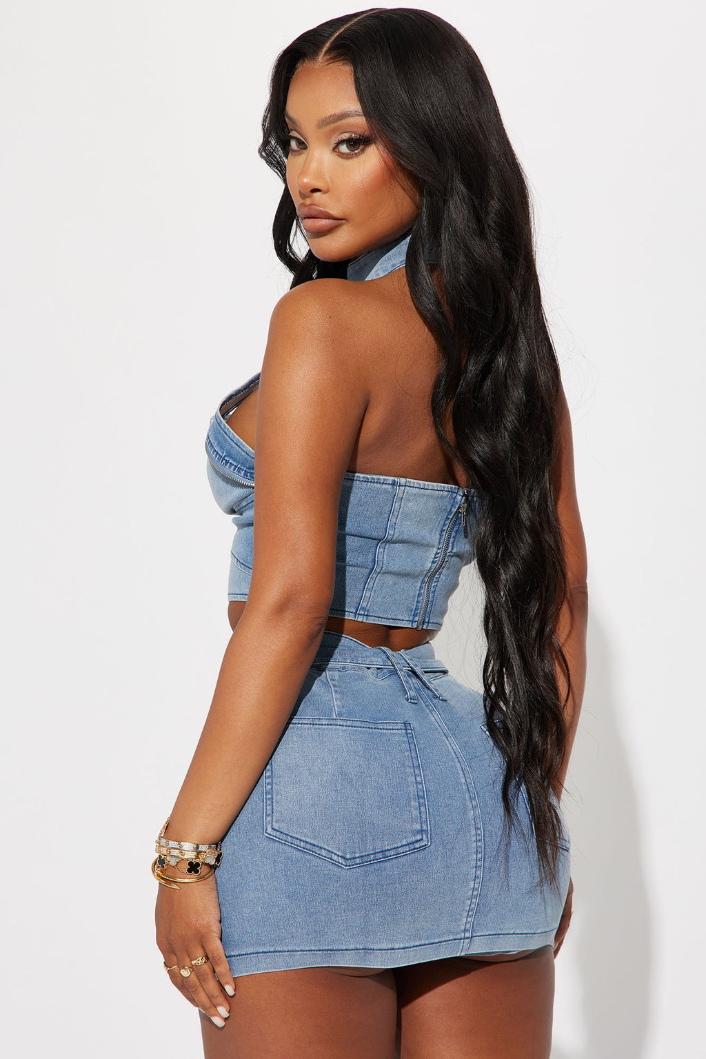 Let Me Adore You Skort Set - Light Wash