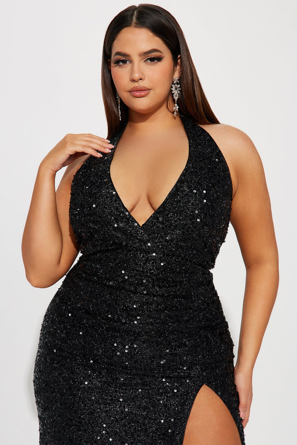 Hailie Sequin Maxi Dress - Black