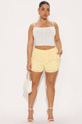 Ellie Eyelet Short - Butter Yellow