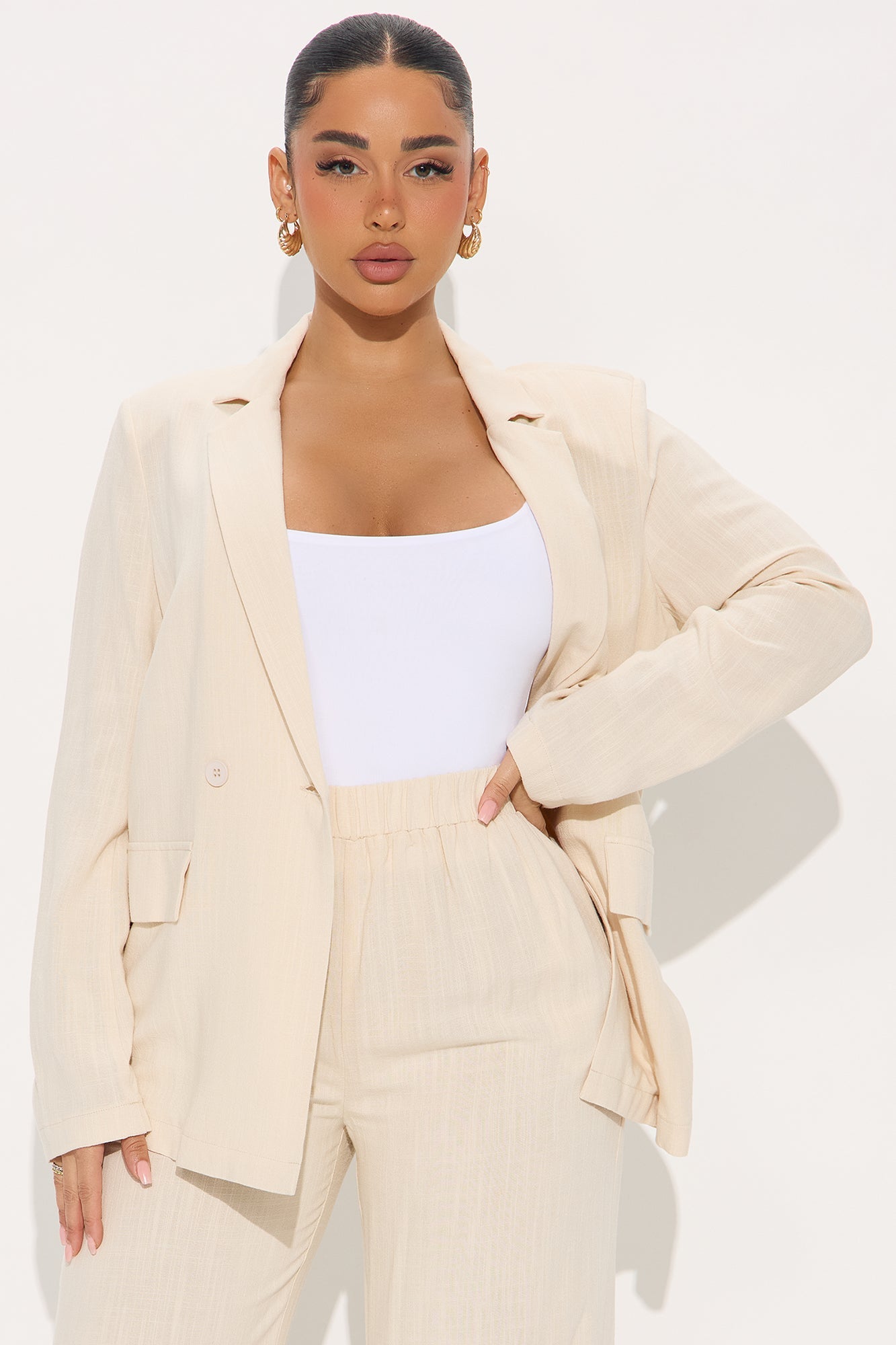 Essential Linen Pant Set - Beige