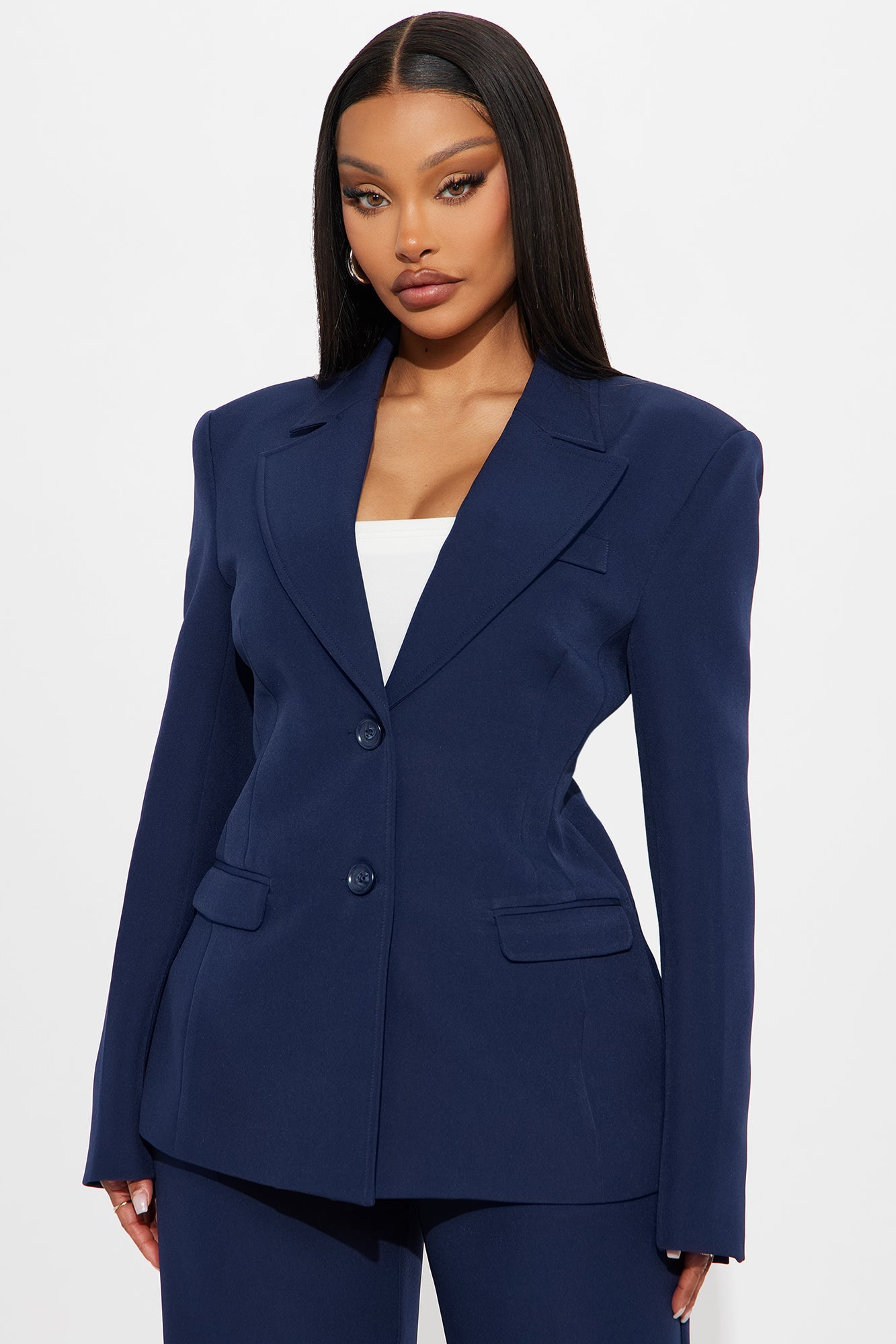 Kendall Hourglass Fitted Blazer - Navy