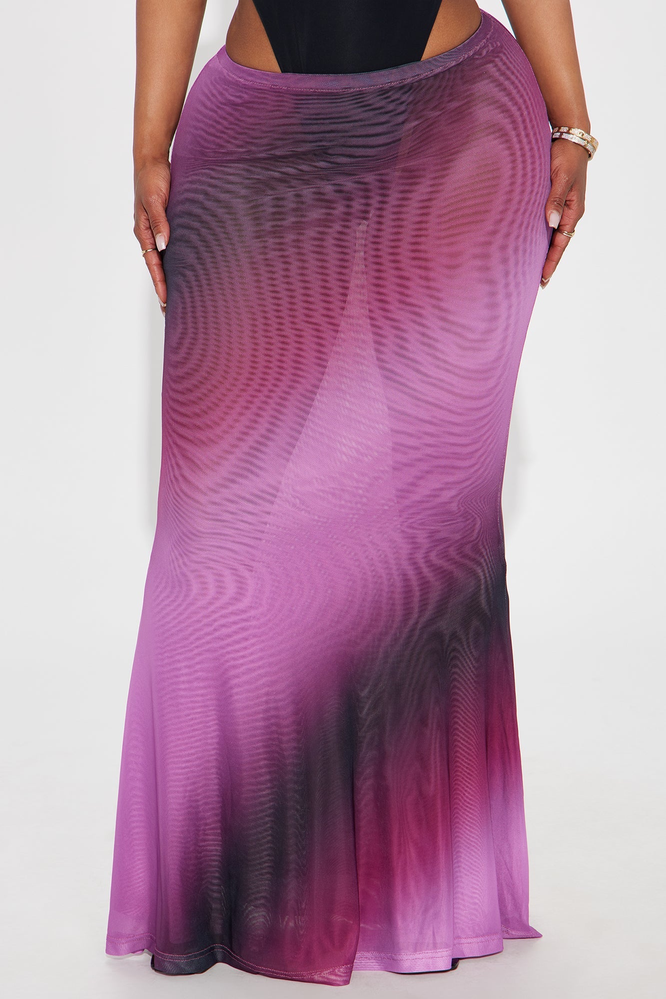 In A Haze Ombre Mesh Maxi Skirt - Purple