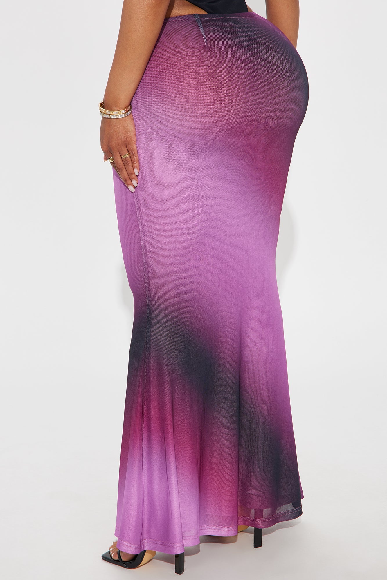 In A Haze Ombre Mesh Maxi Skirt - Purple