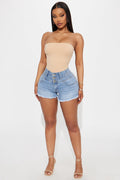 Socorro Stacked Waist Denim Short - Medium Wash