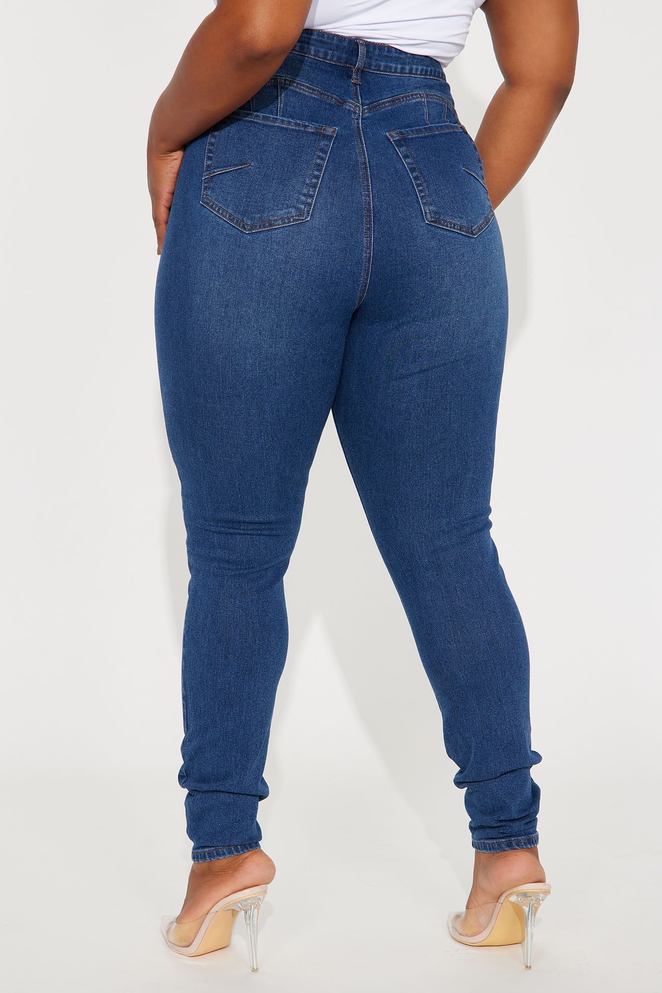 Tall Bedford Booty Sculpting Distressed High Rise Stretch Skinny Jeans - Dark Wash