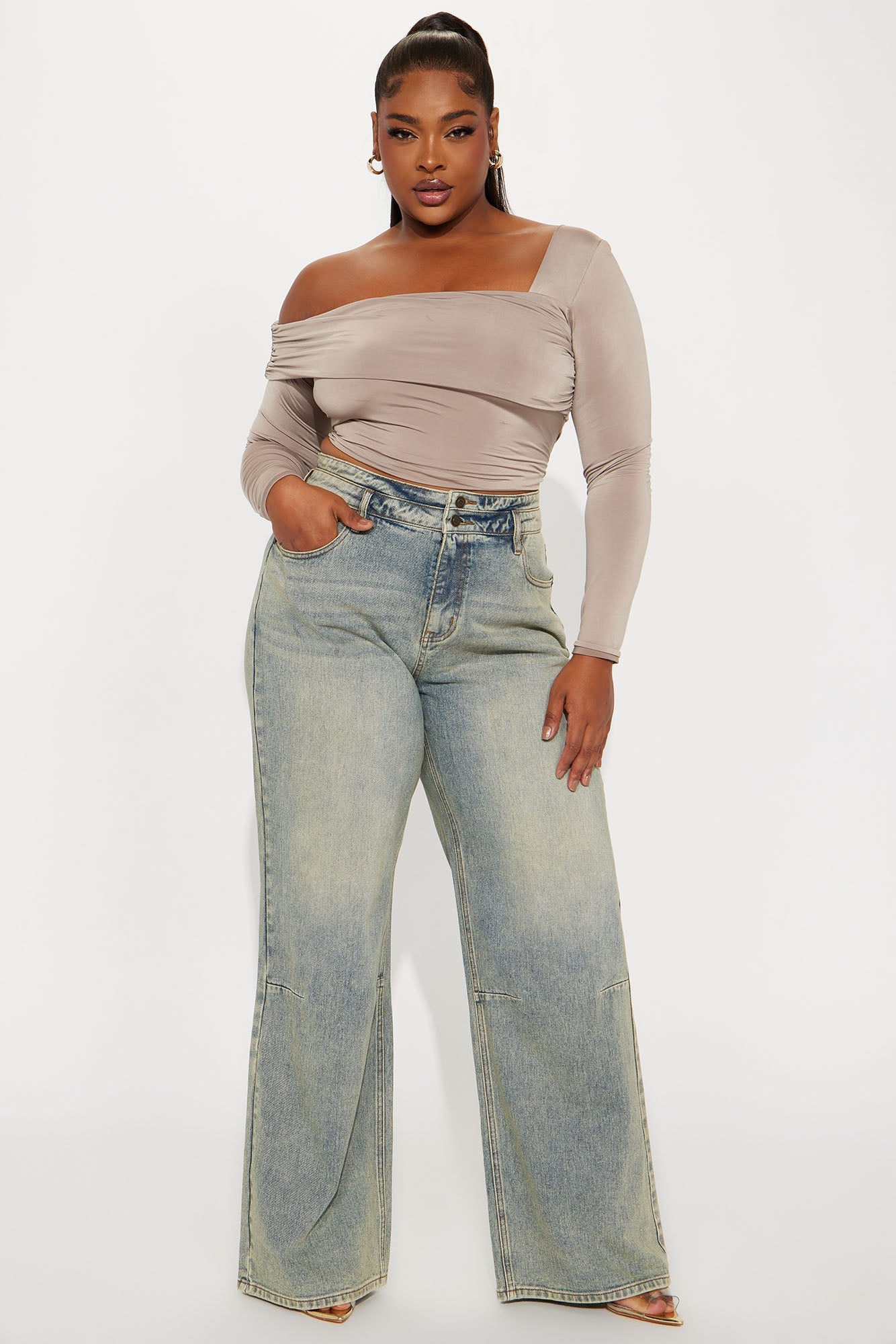 Tall Artesia Tinted Baggy Non Stretch Jeans - Light Wash
