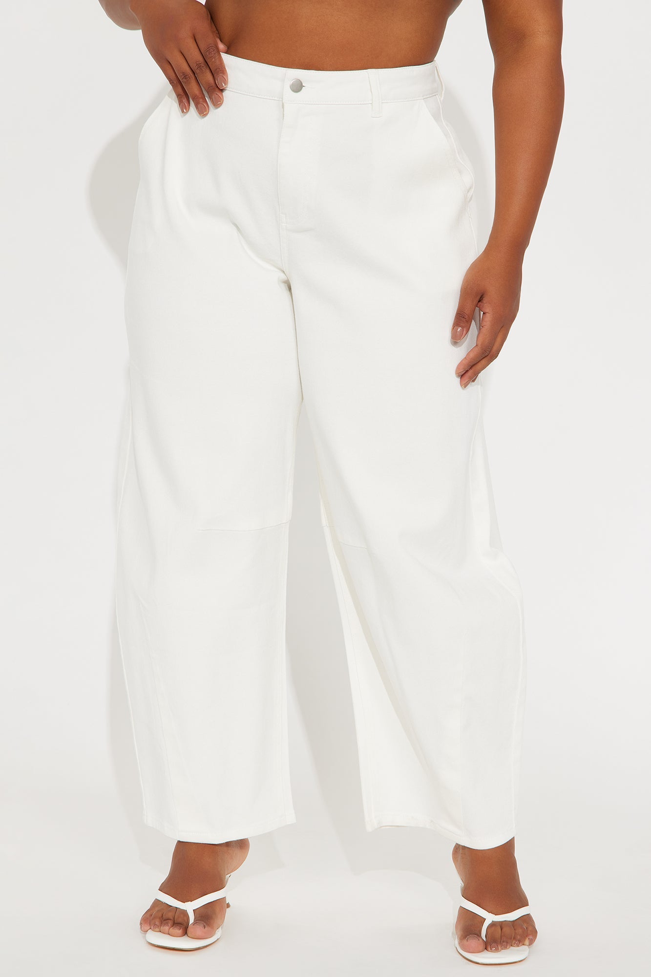 Myka Wide Leg Twill Barrel Pant - White