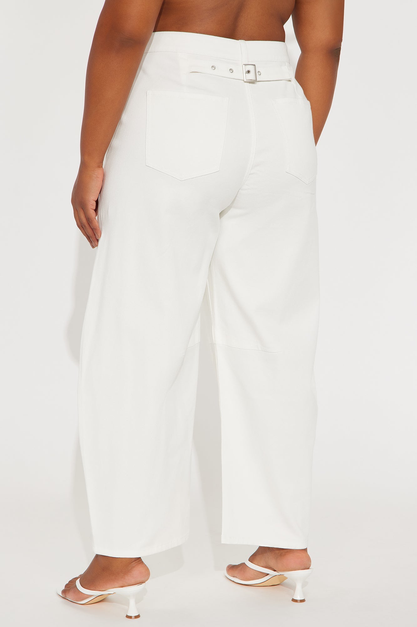 Myka Wide Leg Twill Barrel Pant - White
