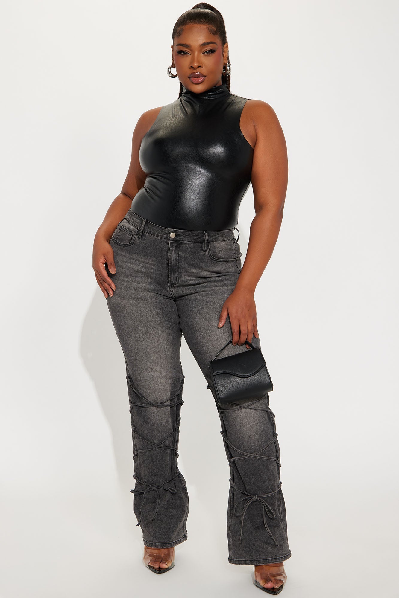 Be For Real Womens High Rise Bootcut Jeans - Black Wash